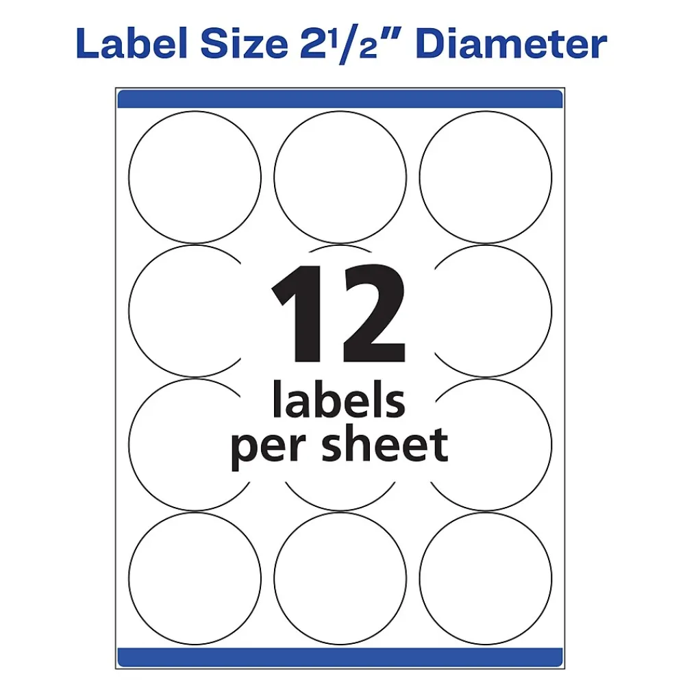 New Avery High Visibility Laser Shipping Labels, 2.5"Dia., White, 300/Pack (5294)