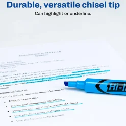 Highlighters|Avery Hi-Liter Desk Style Highlighters, Chisel Tip, Blue, Dozen (24016)