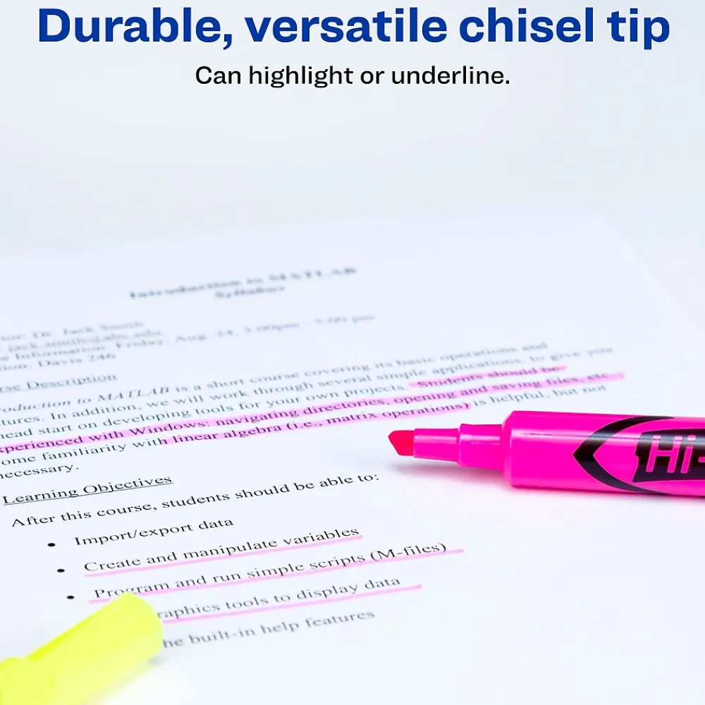 Highlighters|Avery Hi-Liter Desk Style Highlighters, Chisel Tip, Assorted, 24/Pack (98189)