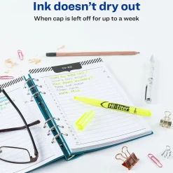 Highlighters|HI-LITER Avery Pen-Style Stick Highlighters, Chisel Tip, Yellow, Dozen (23591)