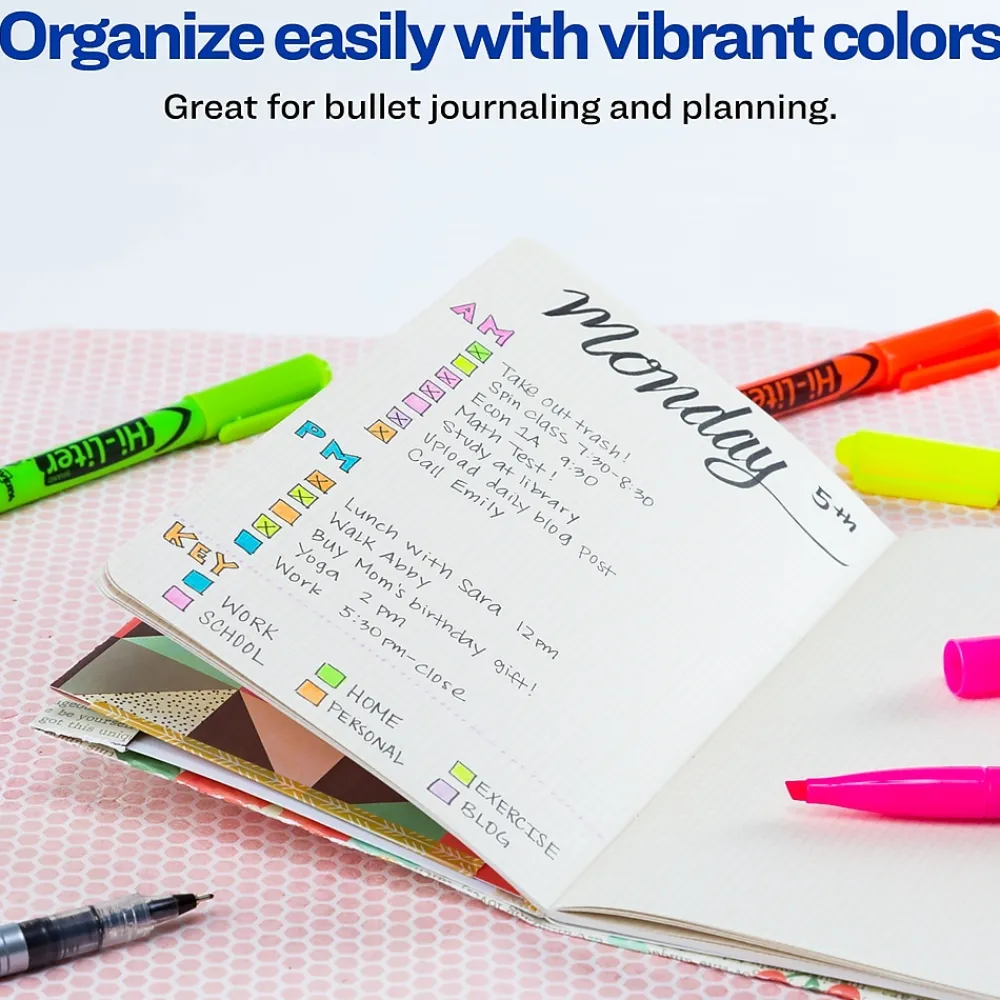 Highlighters|HI-LITER Avery Pen-Style Stick Highlighters, Chisel Tip, Yellow, Dozen (23591)