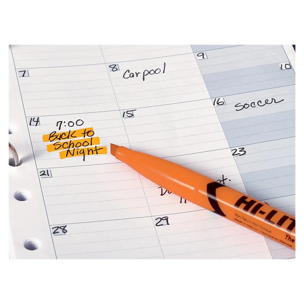 Highlighters|HI-LITER Avery Stick Highlighters, Chisel, Assorted, 6/Pack (23565)