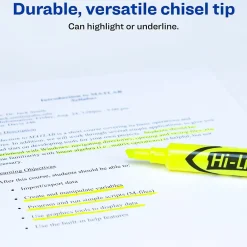 Highlighters|Avery Hi-Liter Tank Highlighters, Chisel, Yellow, Dozen (98035)