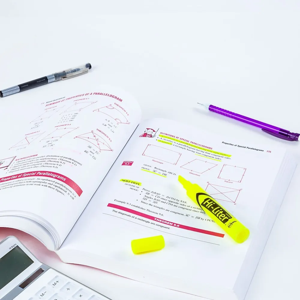 Highlighters|Avery Hi-Liter Tank Highlighters, Chisel, Yellow, Dozen (98035)