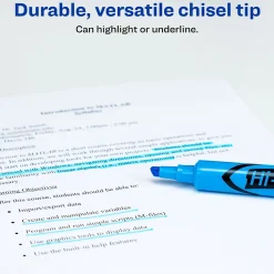 Highlighters|HI-LITER Avery Tank Highlighters, Chisel Tip, Blue, Dozen (07746)
