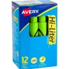 Highlighters|Avery Hi-Liter Tank Highlighters, Chisel, Green, Dozen (24020)