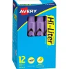 Highlighters|Avery Hi-Liter Tank Highlighter, Chisel Tip, Purple, Dozen (24060)