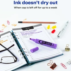 Highlighters|Avery Hi-Liter Tank Highlighter, Chisel Tip, Purple, Dozen (24060)