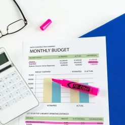 Highlighters|Avery Hi-Liter Tank Highlighters, Chisel, Pink, Dozen (24010)