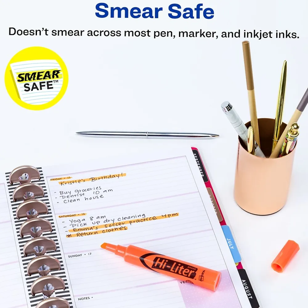 Highlighters|Avery Hi-Liter Tank Highlighters, Chisel, Orange, Dozen (24050)