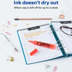 Highlighters|Avery Hi-Liter Tank Highlighters, Chisel, Orange, Dozen (24050)