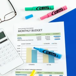 Highlighters|Avery Hi-Liter Tank Highlighter, Chisel Tip, Assorted, 4/Pack (17752)