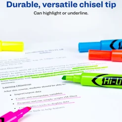 Highlighters|Avery HI-LITER The Original Tank Highlighters, Chisel, Assorted Fluorescent, 12/Set (98034)