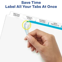 Dividers|Avery Index Maker Big Tab Paper Dividers with Print & Apply Label Sheets, 5 Tabs, White, 5 Sets/Pack (11492)