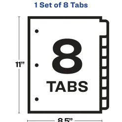 Dividers|Avery Index Maker Big Tab Paper Dividers with Print & Apply Label Sheets, 8 Tabs, White (11491)