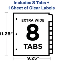 Dividers|Avery Index Maker Extra-Wide Paper Dividers with Print & Apply Label Sheets, 8 Tabs, White (AVE11439)
