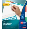 Dividers|Avery Index Maker Paper Dividers with Print & Apply Label Sheets, 5 Tabs, Multicolor, 5 Sets/Pack (11418)