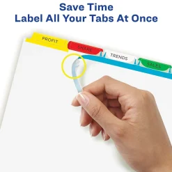 Dividers|Avery Index Maker Paper Dividers with Print & Apply Label Sheets, 5 Tabs, Multicolor, 5 Sets/Pack (11418)