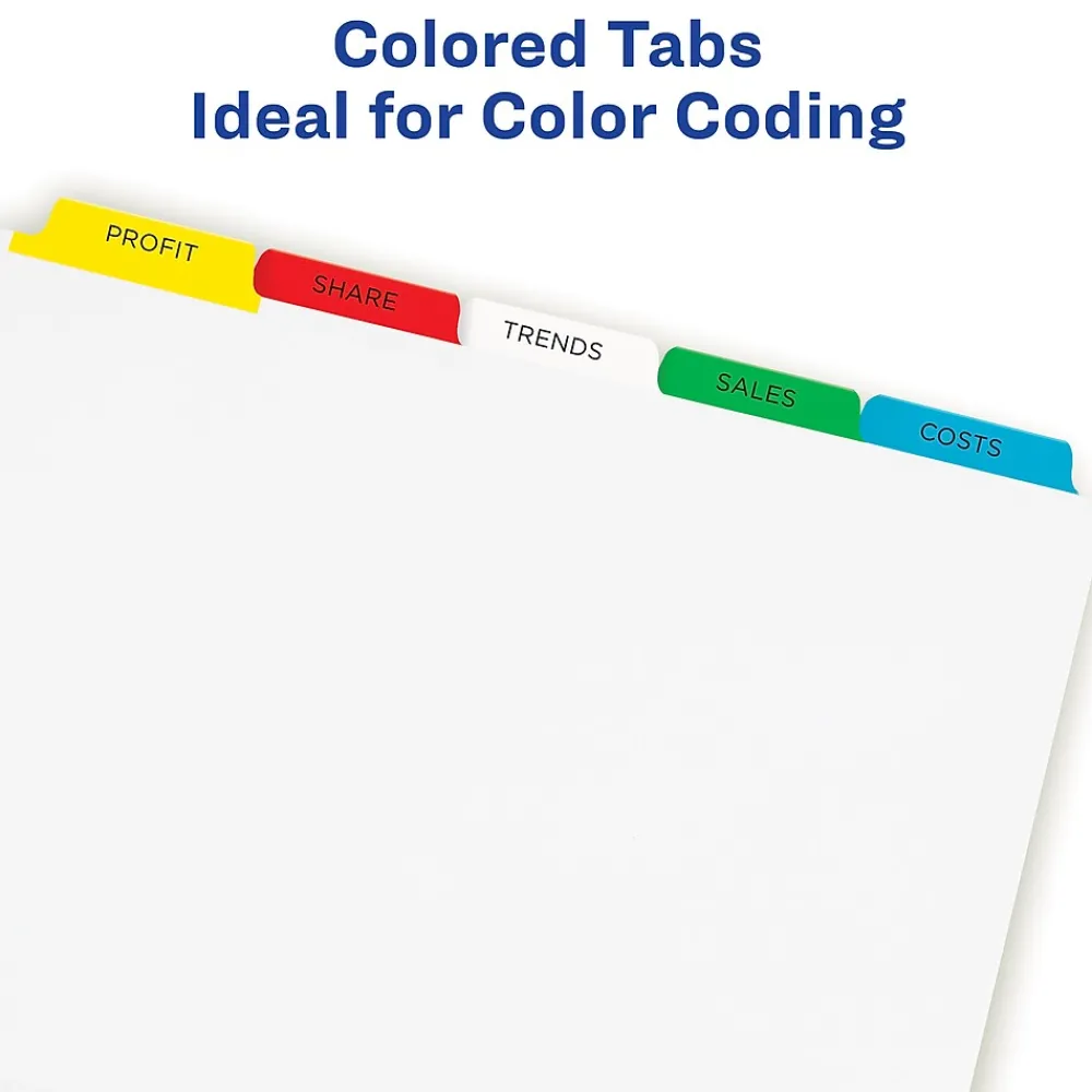 Dividers|Avery Index Maker Paper Dividers with Print & Apply Label Sheets, 5 Tabs, Multicolor, 5 Sets/Pack (11418)