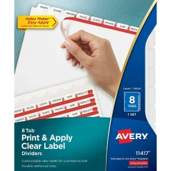 Dividers|Avery Index Maker Paper Dividers with Print & Apply Label Sheets, 8 Tabs, White (11417)