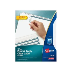 Dividers|Avery Index Maker Paper Dividers with Print & Apply Label Sheets, 12 Tabs, White (11428)