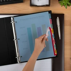 Dividers|Avery Index Maker Plastic Dividers with Print & Apply Label Sheets, 8 Tabs, Multicolor, 5 Sets/Pack (AVE12433)