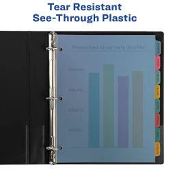 Dividers|Avery Index Maker Print & Apply Label Plastic Dividers, 5-Tab, Translucent Multicolor (11452)