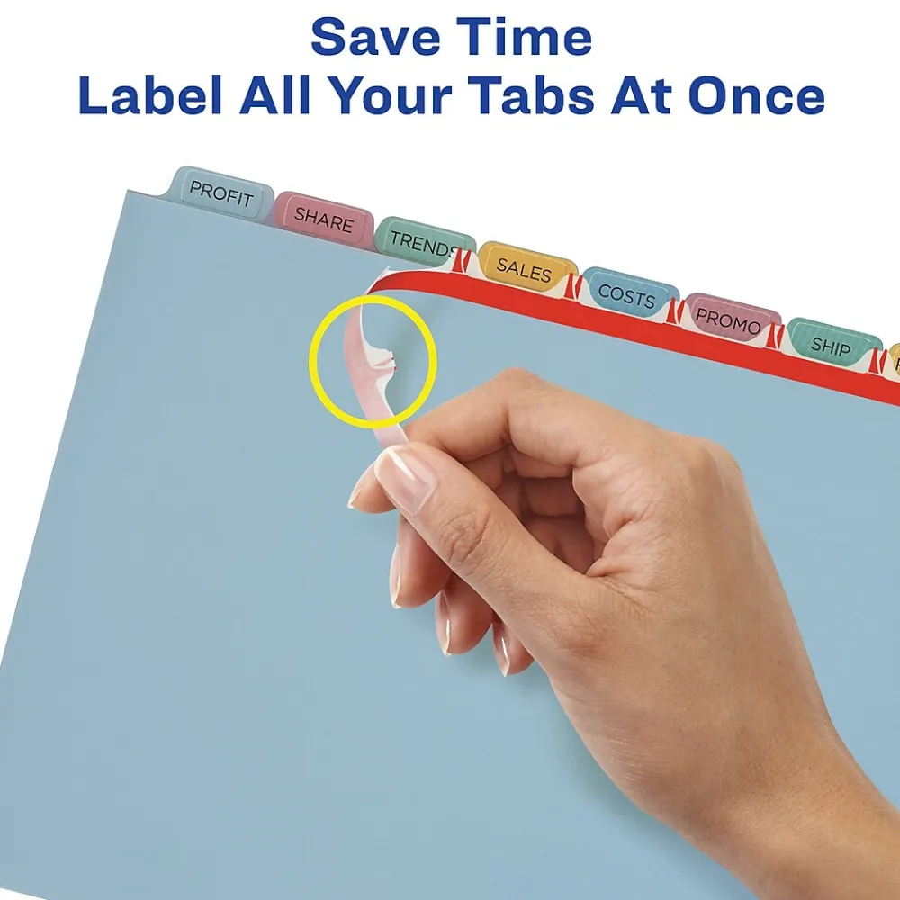 Dividers|Avery Index Maker Print & Apply Label Dividers, 8-Tab, Translucent Assorted, Set (11433)