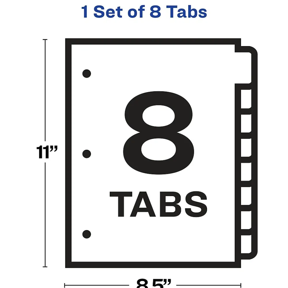 Dividers|Avery Index Maker Print & Apply Label Dividers, 8-Tab, Translucent Assorted, Set (11433)
