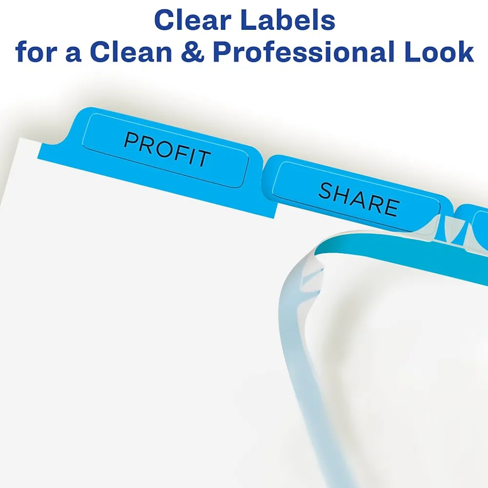 Dividers|Avery Index Maker Print & Apply Label Paper Dividers, 5-Tab, Blue, 5 Sets/Pack (11410)