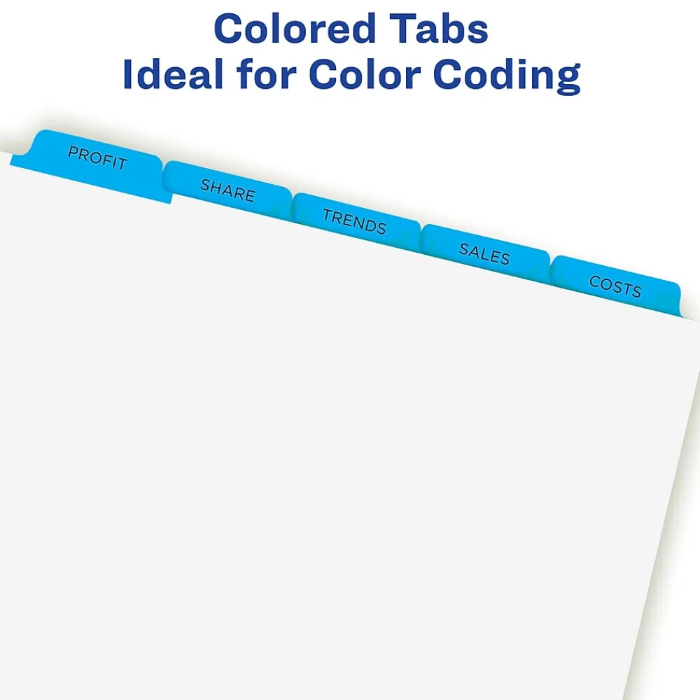 Dividers|Avery Index Maker Print & Apply Label Paper Dividers, 5-Tab, Blue, 5 Sets/Pack (11410)