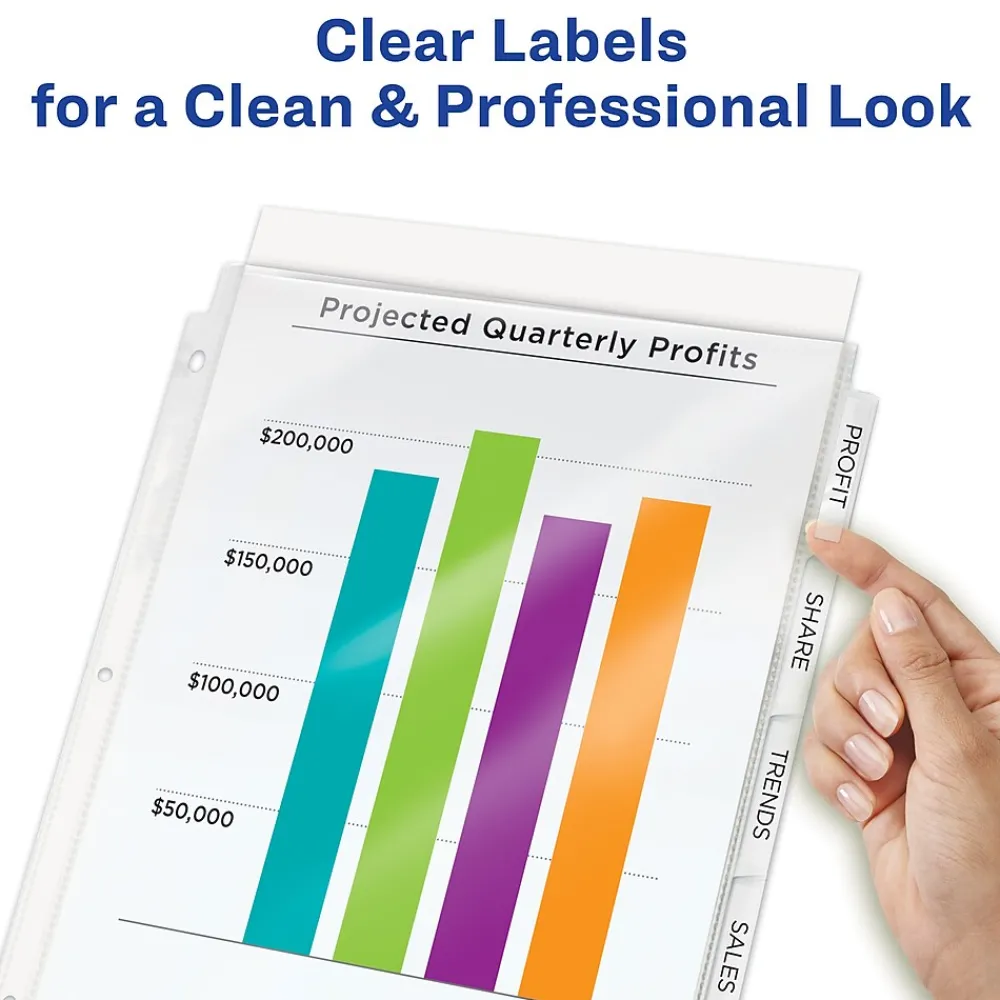 Sheet Protectors|Avery Index Maker Standard Weight Sheet Protector Plastic Dividers, 5-Tab, 8-1/2" x 11", Clear (75500)