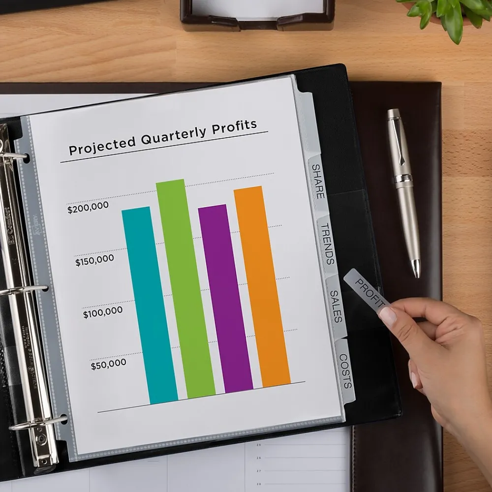 Sheet Protectors|Avery Index Maker Standard Weight Sheet Protector Plastic Dividers, 5-Tab, 8-1/2" x 11", Clear (75500)