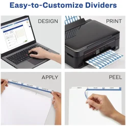 Dividers|Avery Index Maker Unpunched Paper Dividers with Print & Apply Label Sheets, 3 Tabs, White (11442)