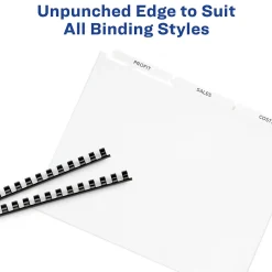 Dividers|Avery Index Maker Unpunched Paper Dividers with Print & Apply Label Sheets, 8 Tabs, White, 5 Sets/Pack (11432)