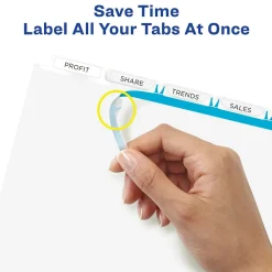 Dividers|Avery Index Maker Unpunched Paper Dividers with Print & Apply Label Sheets, 5 Tabs, White, 25 Sets/Pack (11443)