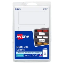 Labels|Avery Laser/Inkjet Multipurpose Labels, 1-1/2" x 3", White, 150 Labels/Pack (5440)
