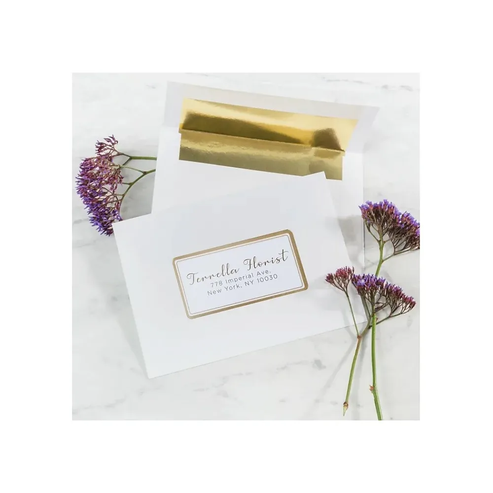 Online Avery Laser/Inkjet Shipping Labels, 2" x 4", White with Metallic Gold Borders, 100 Labels/Pack (6541)