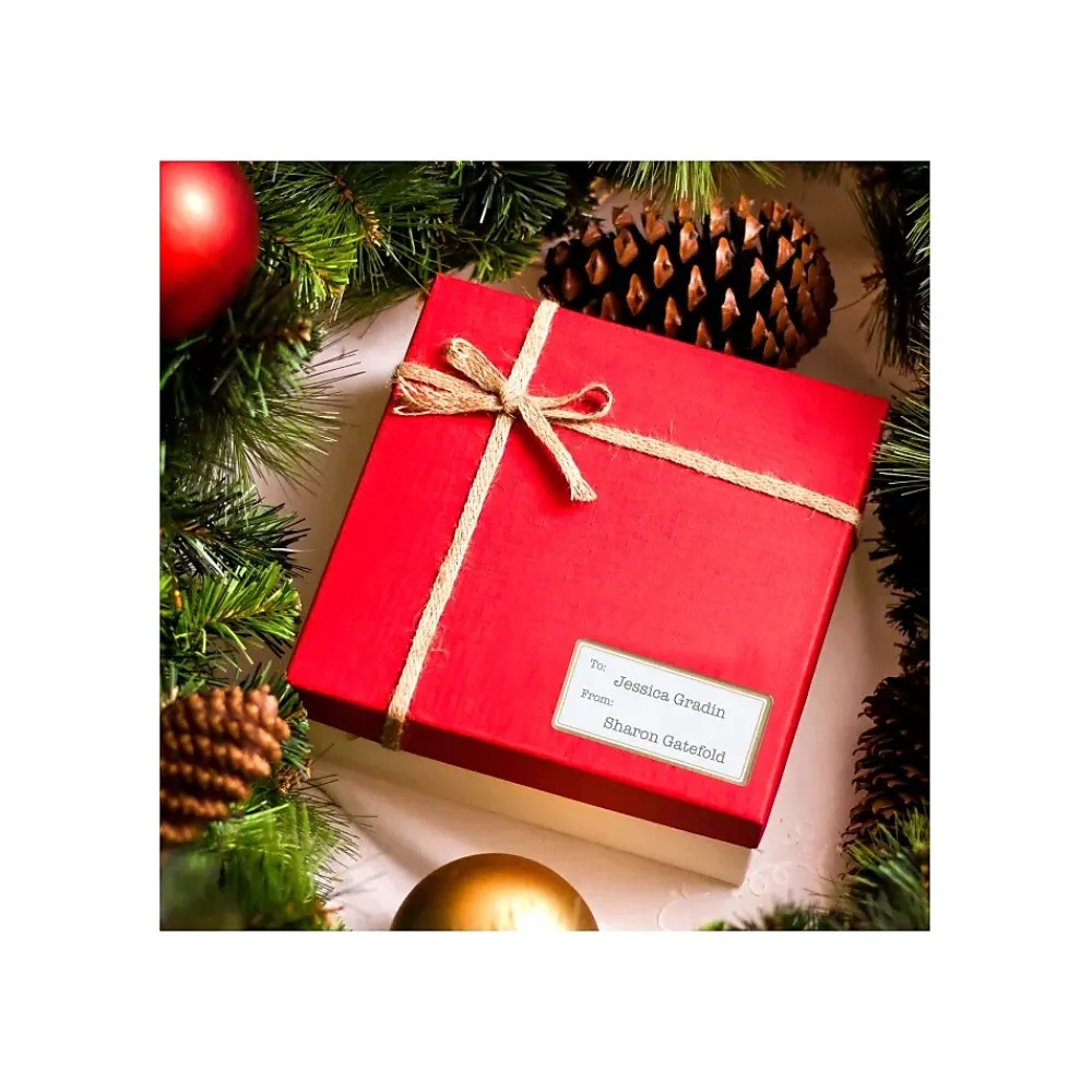 Online Avery Laser/Inkjet Shipping Labels, 2" x 4", White with Metallic Gold Borders, 100 Labels/Pack (6541)