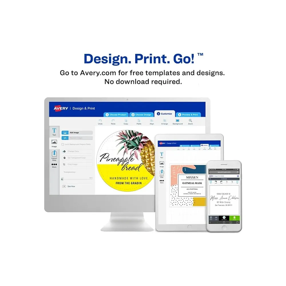 Online Avery Laser/Inkjet Shipping Labels, 2" x 4", White with Metallic Gold Borders, 100 Labels/Pack (6541)