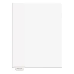 Dividers|Avery Legal Pre-Printed Paper Dividers, Bottom Tab EXHIBIT A, White, Style, Letter Size, 25/Pack (11940)
