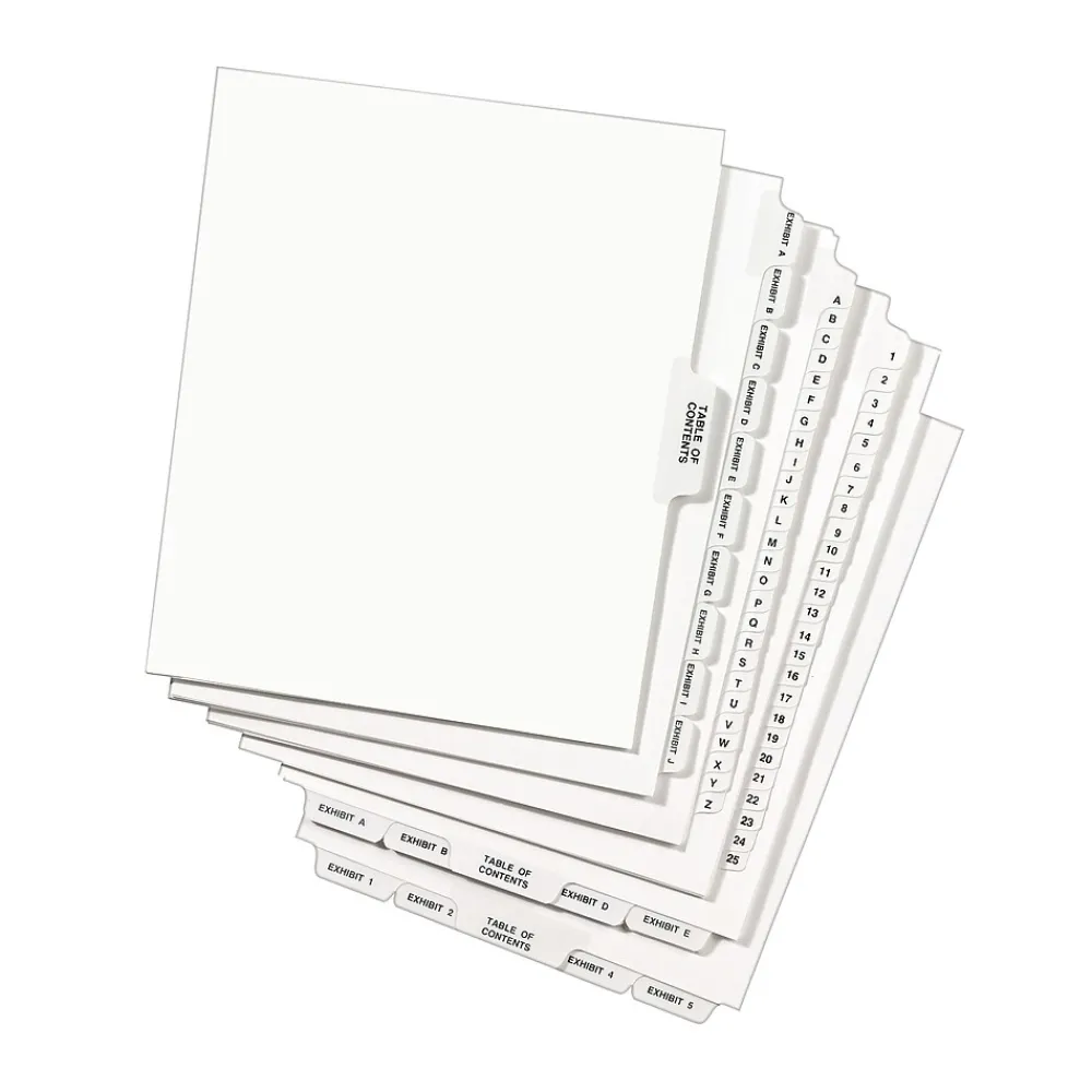 Dividers|Avery Legal Pre-Printed Paper Divider Collated Set, 201-225 Tabs, White, Style, Letter Size (01338)