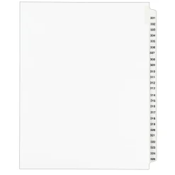 Dividers|Avery Legal Pre-Printed Paper Divider Collated Set, 301-325 Tabs, White, Style, Letter Size (01342)