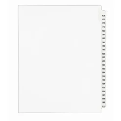 Dividers|Avery Legal Pre-Printed Paper Divider Collated Set, 176-200 Tabs, White, Style, Letter Size (01337)