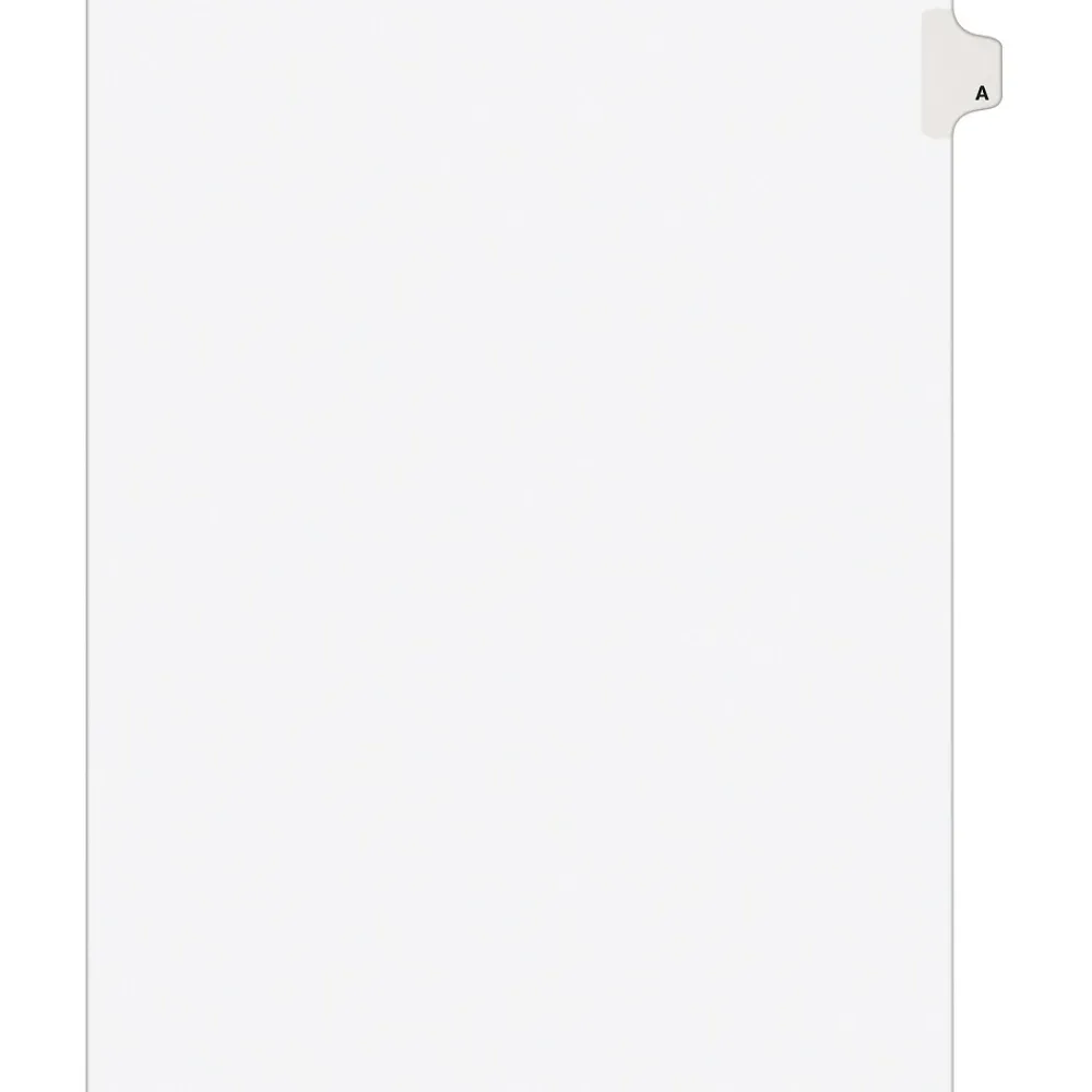 Dividers|Avery Legal Pre-Printed Paper Divider, Side Tab A, White, Style, Letter Size, 25/Pack (01401)