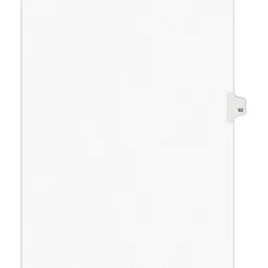 Dividers|Avery Legal Pre-Printed Paper Dividers, Side Tab #10, White, Style, Letter Size, 25/Pack (11920)
