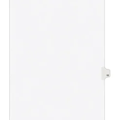 Dividers|Avery Legal Pre-Printed Paper Dividers, Side Tab #16, White, Style, Letter Size, 25/Pack (01016)