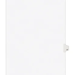 Dividers|Avery Legal Pre-Printed Paper Dividers, Side Tab #17, White, Style, Letter Size, 25/Pack (01017)