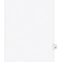 Dividers|Avery Legal Pre-Printed Paper Dividers, Side Tab #20, White, Style, Letter Size, 25/Pack (01020)