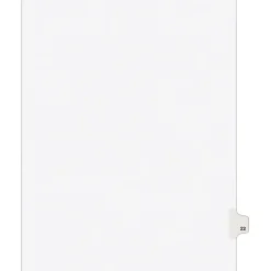 Dividers|Avery Legal Pre-Printed Paper Dividers, Side Tab #22, White, Style, Letter Size, 25/Pack (01022)